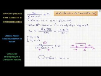Математика Решите неравенство 19/(x^2+x-12)&le;0
