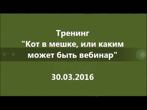 Тренинг "Кот в мешке, или каким может быть вебинар" Тренинг "Кот в мешке, или каким может быть вебинар"