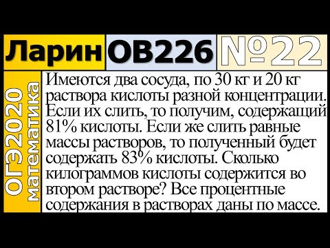 Задание 22 из Варианта Ларина №226 обычная версия ОГЭ-2020.