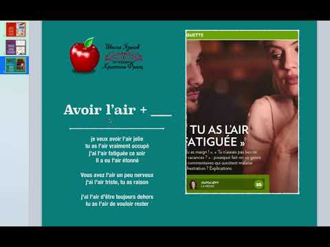 Французский язык 3. Грамматика в деле Avoir. Грамматическая разговорная конструкция Avoir l'air