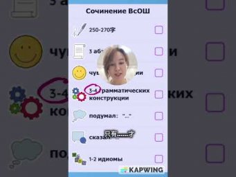 Чек-лист сочинение на ВСОШ по китайскому языку