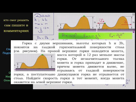 Физика Горка с двумя вершинами высоты которых h и 3h покоится на гладкой горизонтальной поверхности Физика Горка с двумя вершинами высоты которых h и 3h покоится на гладкой горизонтальной поверхности