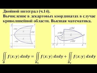 Двойной интеграл (ч.14). Вычисление в декартовых координатах в случае криволинейной области.