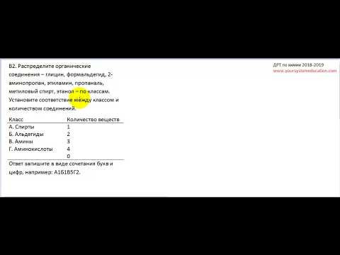 Тесты по химии. Классификация органических веществ. В2 ДРТ 2018-2019