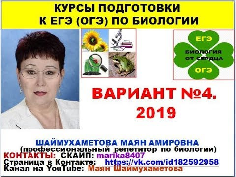 ВАРИАНТ№4. КИМ ЕГЭ ПО БИОЛОГИИ.2019