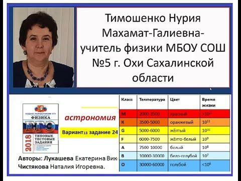 Вариант 13 задание 24  астрономия физика ЕГЭ 2018 сборник типовых тестовых заданий Лукашева