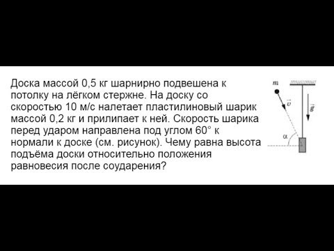 ЕГЭ Физика. Доска массой 0,5 кг шарнирно подвешена к потолку на стержне