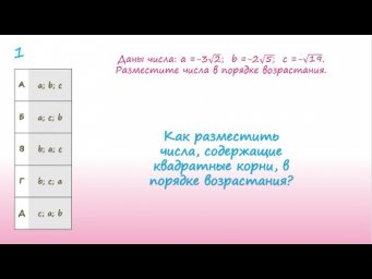 Как разместить числа, содержащие квадратные корни, в порядке возрастания ?