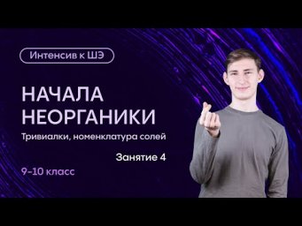 Интенсив к ШЭ | Нерганическая химия | 9-10 класс | Занятие 4