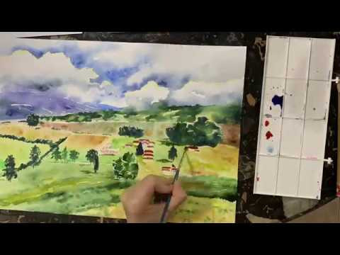 Watercolour speed painting. Costa Rica landscape