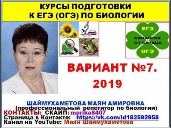 ВАРИАНТ №7 КИМ ЕГЭ ПО БИОЛОГИИ. 2019