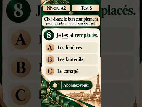 Test 8 NIVEAU A2 #французскийпополочкам #урокифранцузького #учитьфранцузский