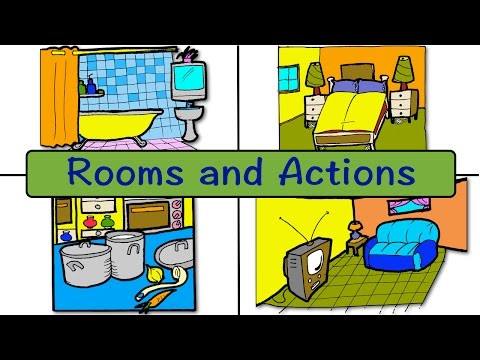 Rooms and Actions - At Home (easy English conversation practice) | Mark Kulek - ESL