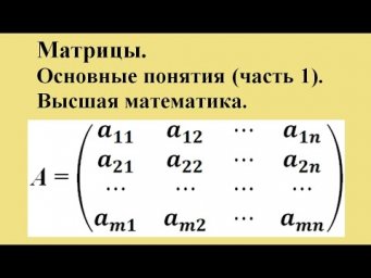 Матрицы. Основные понятия (часть 1). Высшая математика.