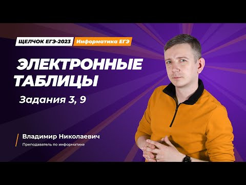 Щелчок по информатике - 2023. Электронные таблицы. Задания 3, 9. Информатик БУ Щелчок по информатике - 2023. Электронные таблицы. Задания 3, 9. Информатик БУ