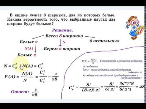 Урок 7. Теория вероятности с использованием формул комбинаторики. Алгебра 11 класс.