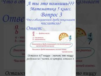 А ты это помнишь? Математика 5 класс, образование. Проверь себя, тест. Что показывает числитель?