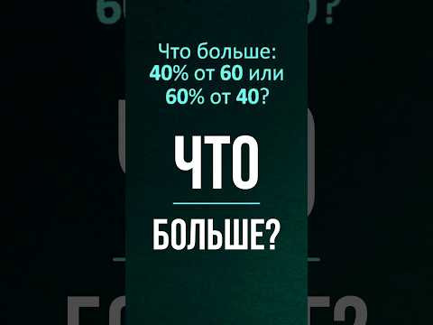 Что больше 40% от 60 или 60% от 40 #математика #школа #maths #education #головоломка